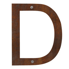 Husbogstav D stål rustlook 25 cm